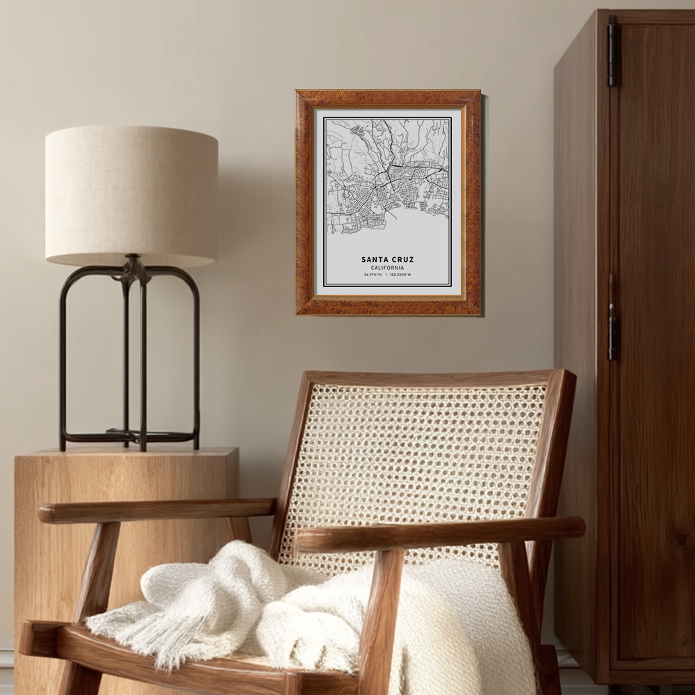 Minimalist Santa Cruz City Map Line Art Print