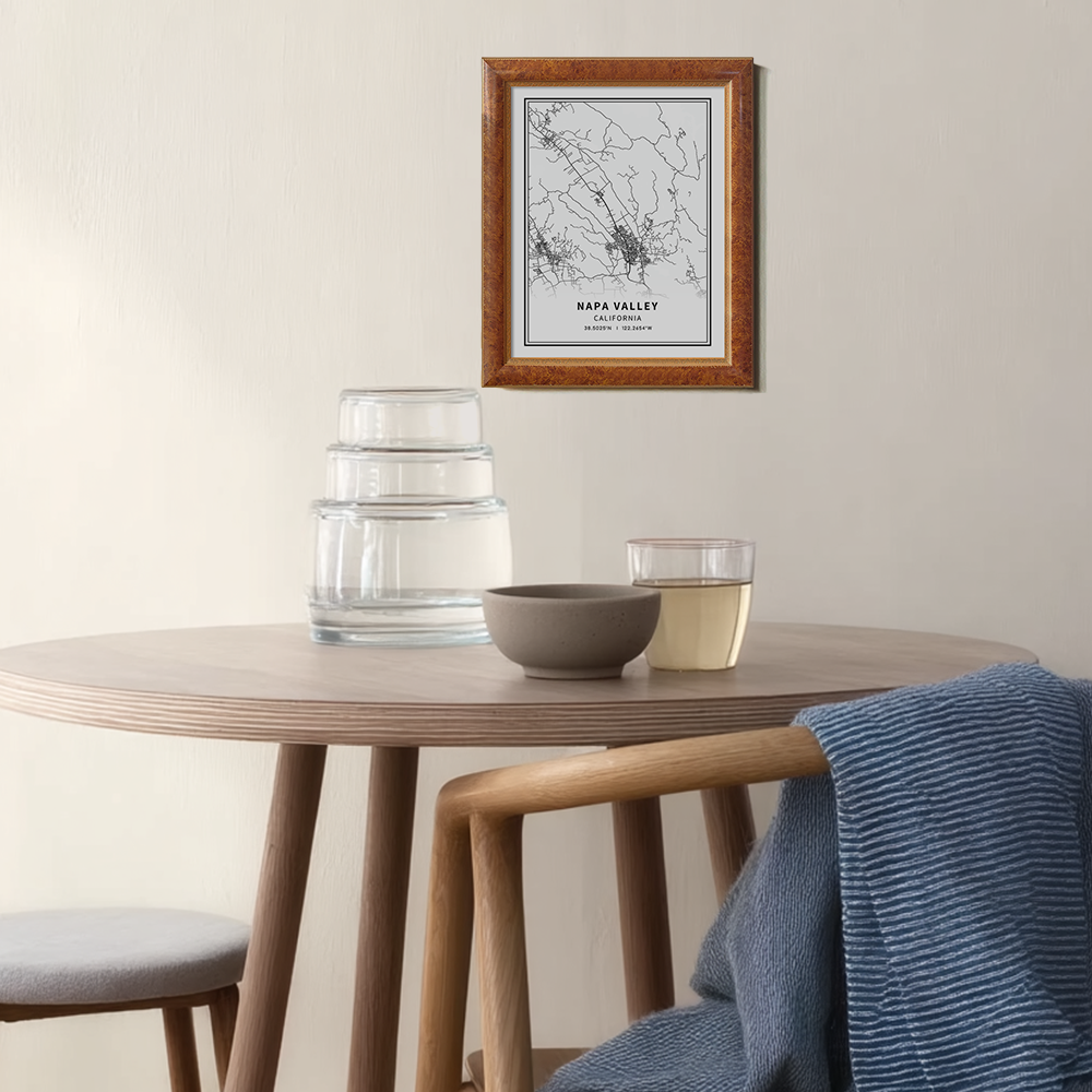 Minimalist Napa Valley Map Line Art Print