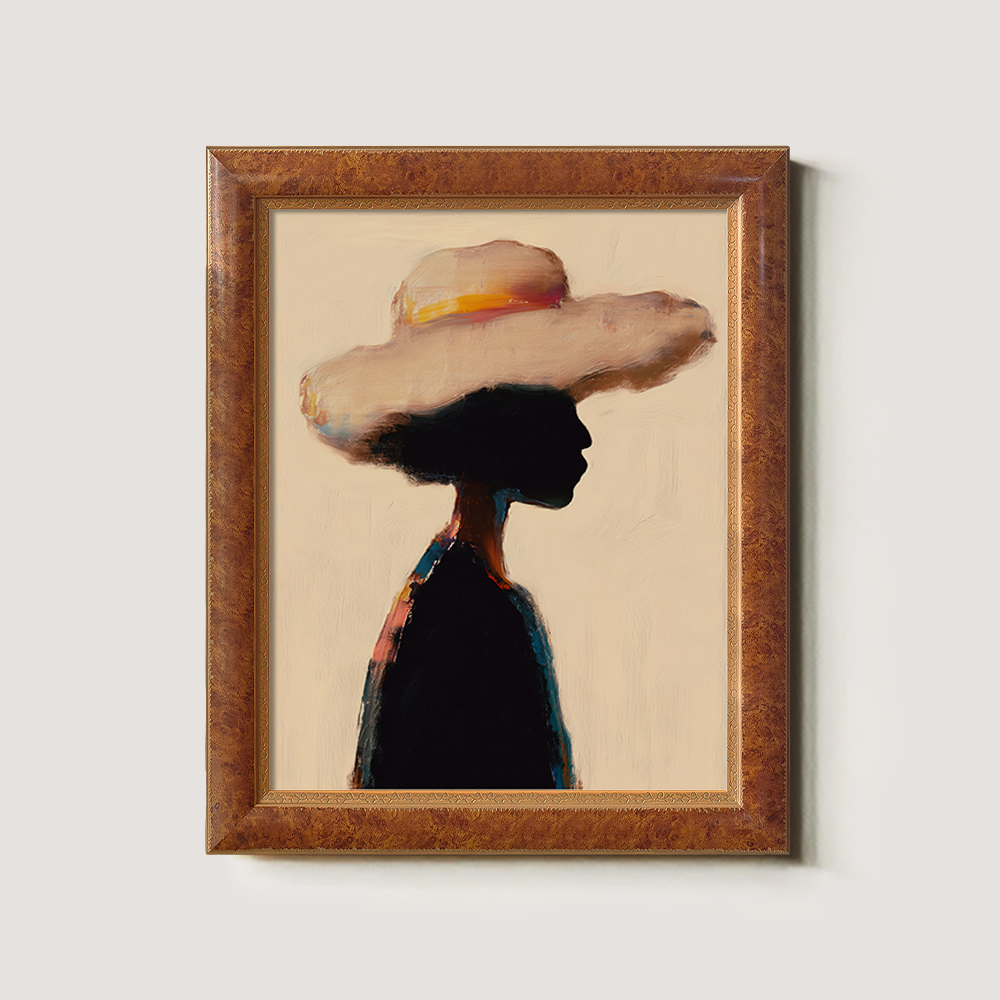Abstract Silhouette in Wide-Brimmed Hat
