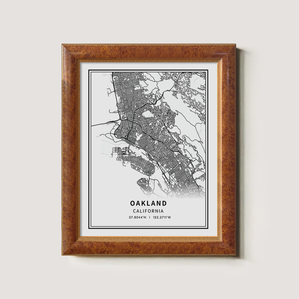 Minimalist Oakland City Map Line Art Print