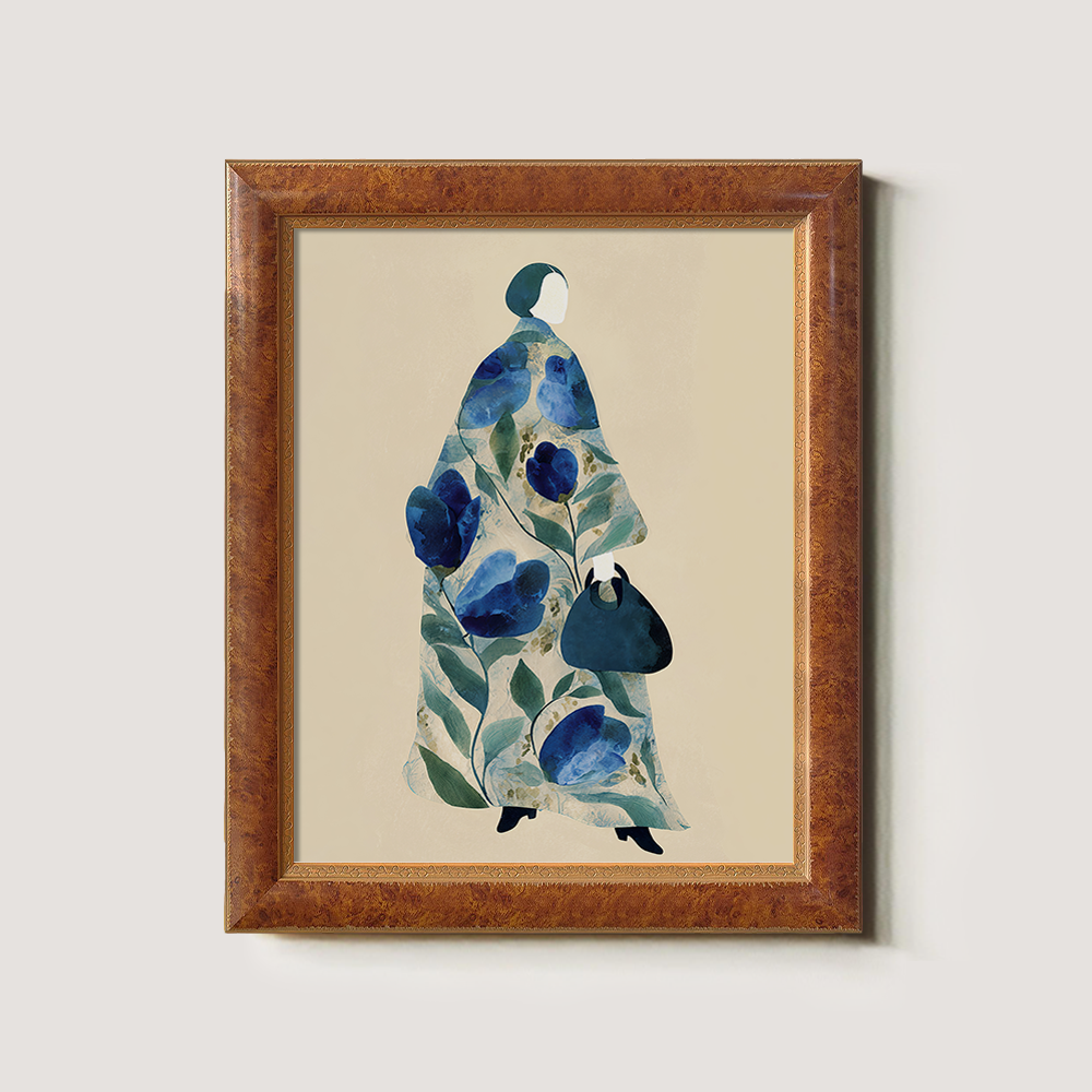 Hydrangea Kimono Silhouette - Blue Floral Study II