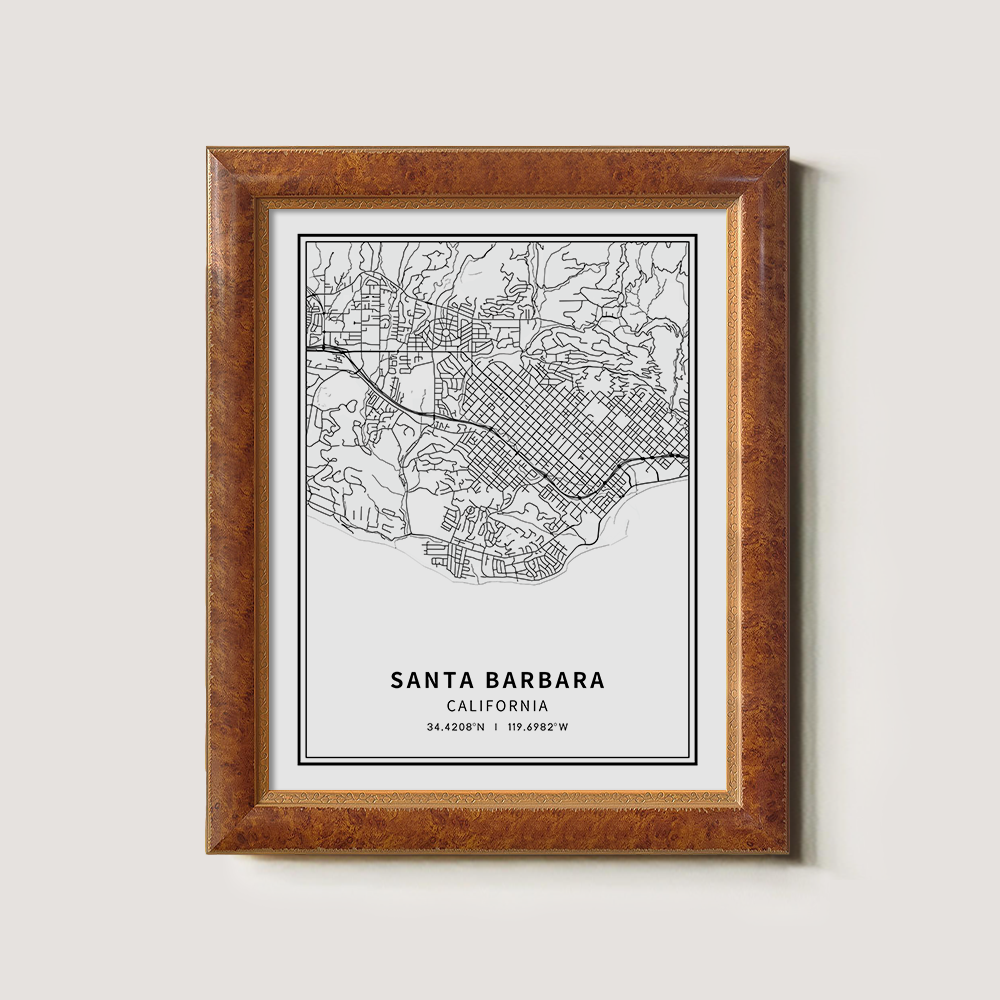 Minimalist Santa Barbara City Map Line Art Print
