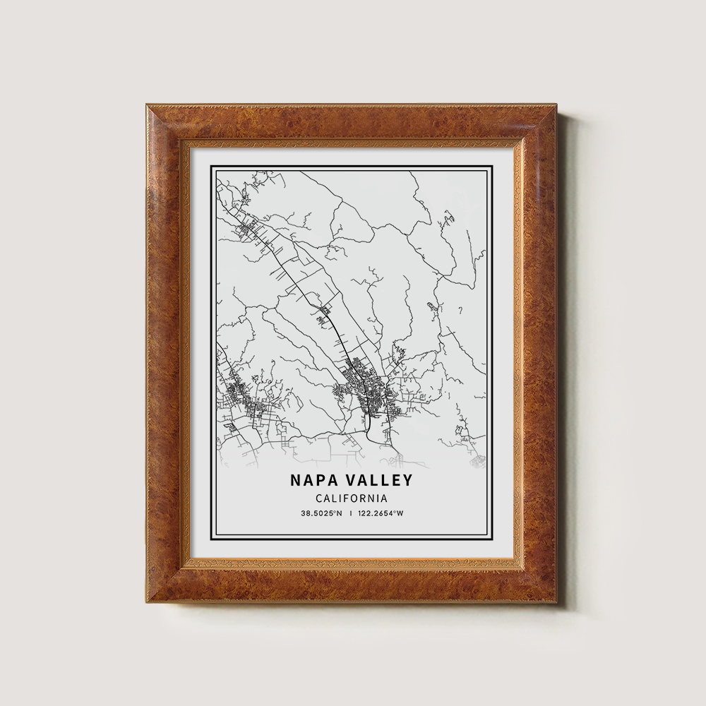 Minimalist Napa Valley Map Line Art Print
