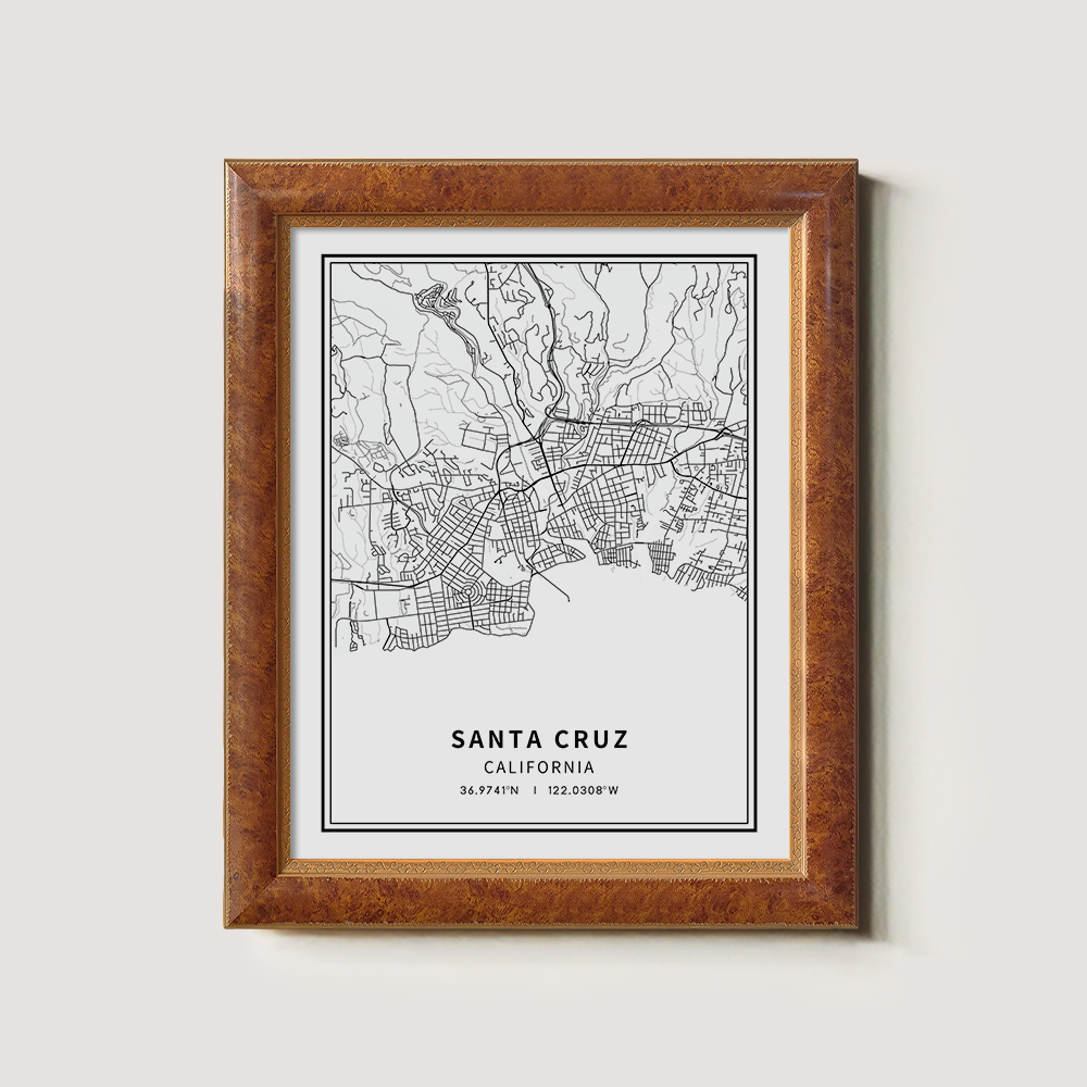 Minimalist Santa Cruz City Map Line Art Print
