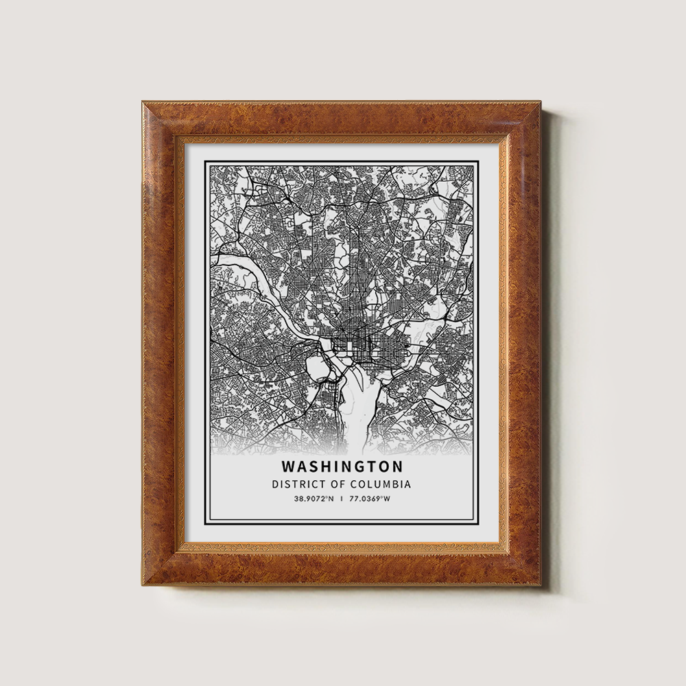Minimalist Washington D.C. City Map Line Art Print