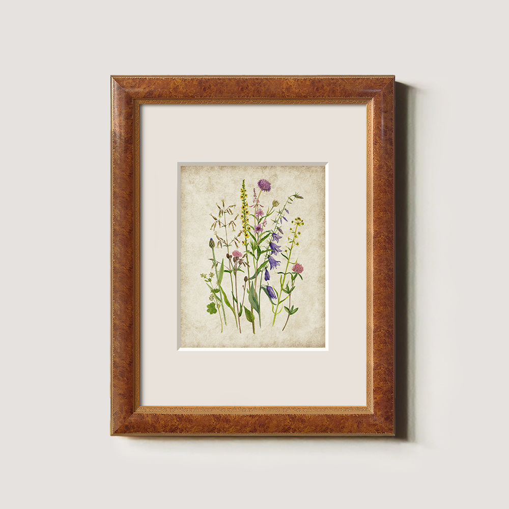Serene Thistle Meadow Watercolor Bouquet