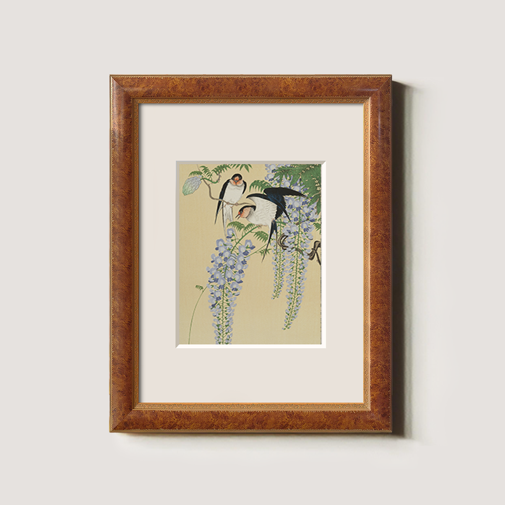 Swallows and Wisteria Trellis - Ukiyo-e Spring Scene