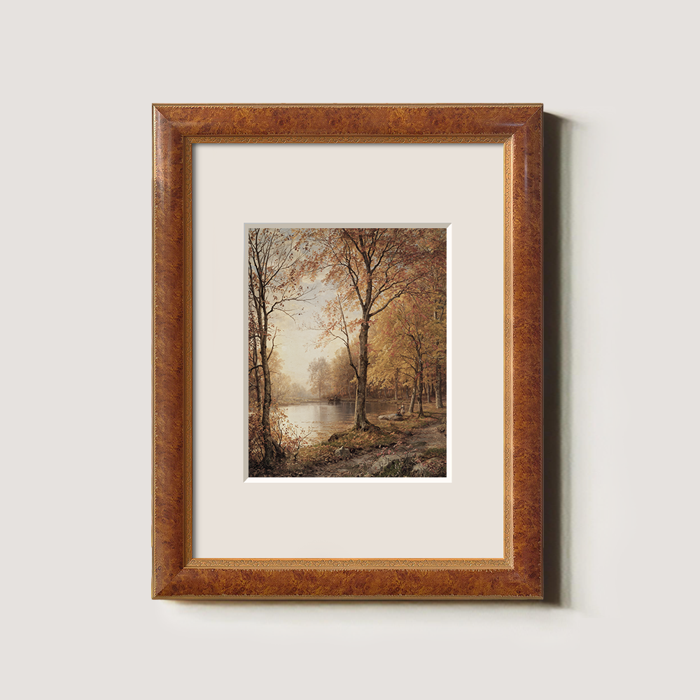 Misty Autumn Lakeside Reverie Watercolor Idyll