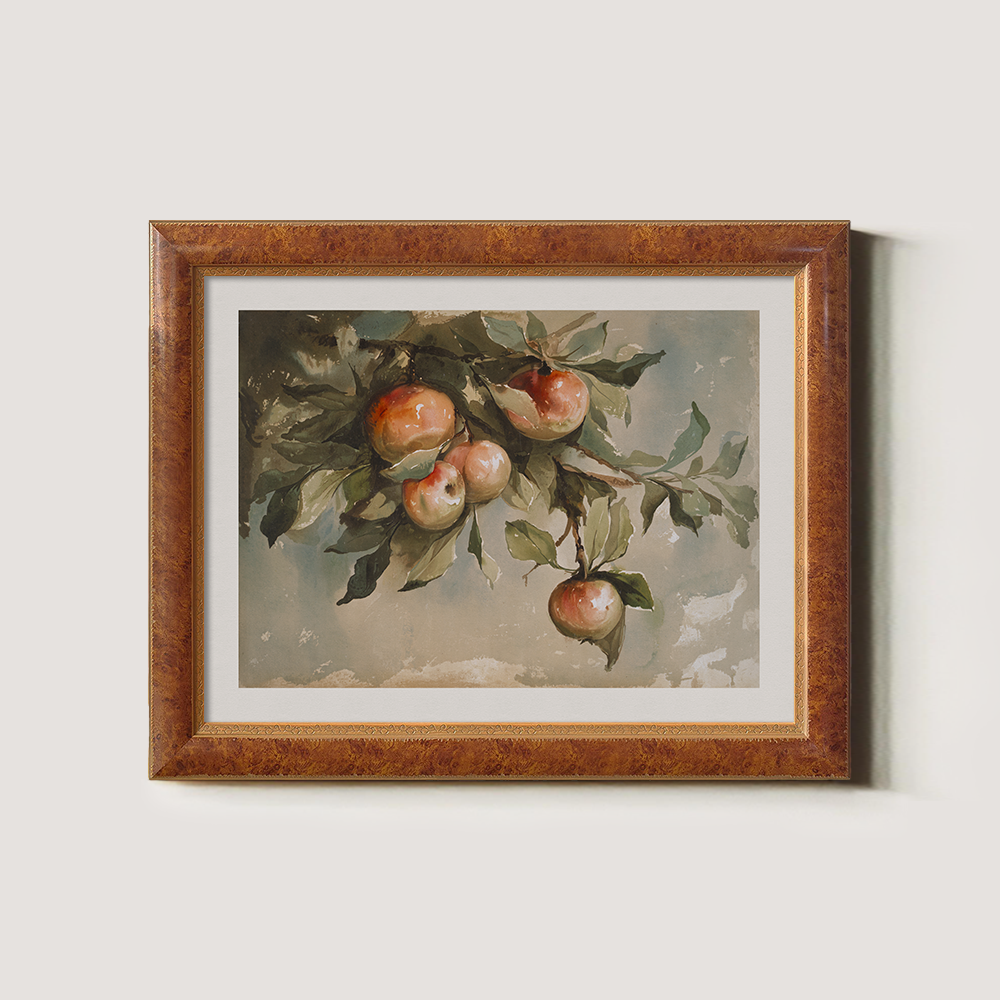 Sun-Ripened Peach Branch Watercolor Idyll