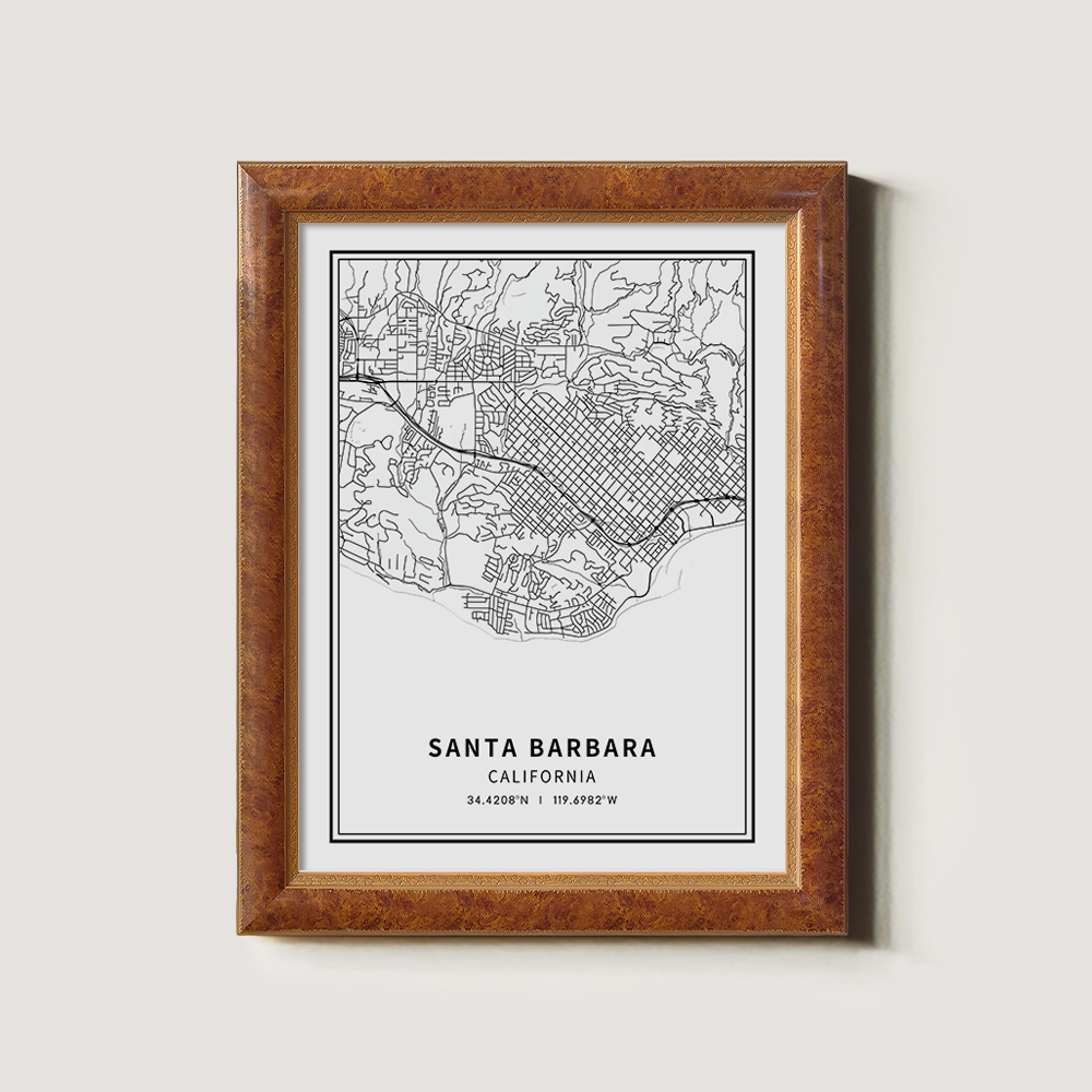 Minimalist Santa Barbara City Map Line Art Print