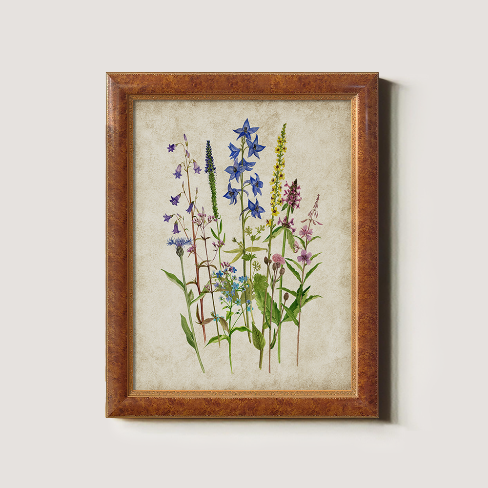 Ethereal Blue Spire Bouquet Watercolor Study