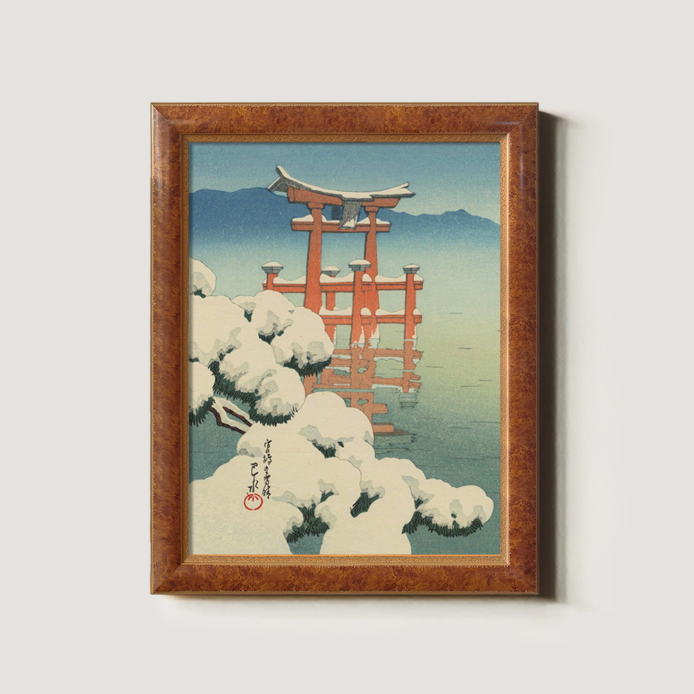 Snow-Covered Torii Gate at Miyajima