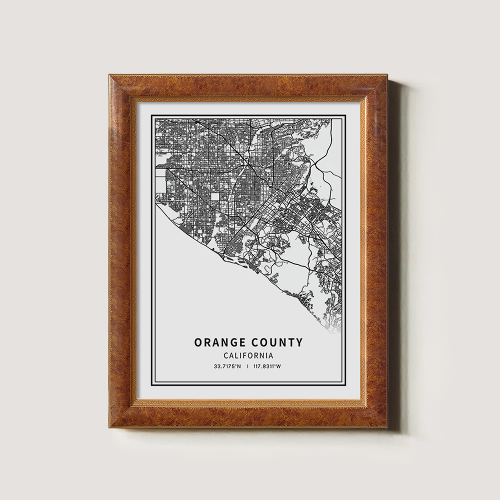 Minimalist Orange County Map Line Art Print