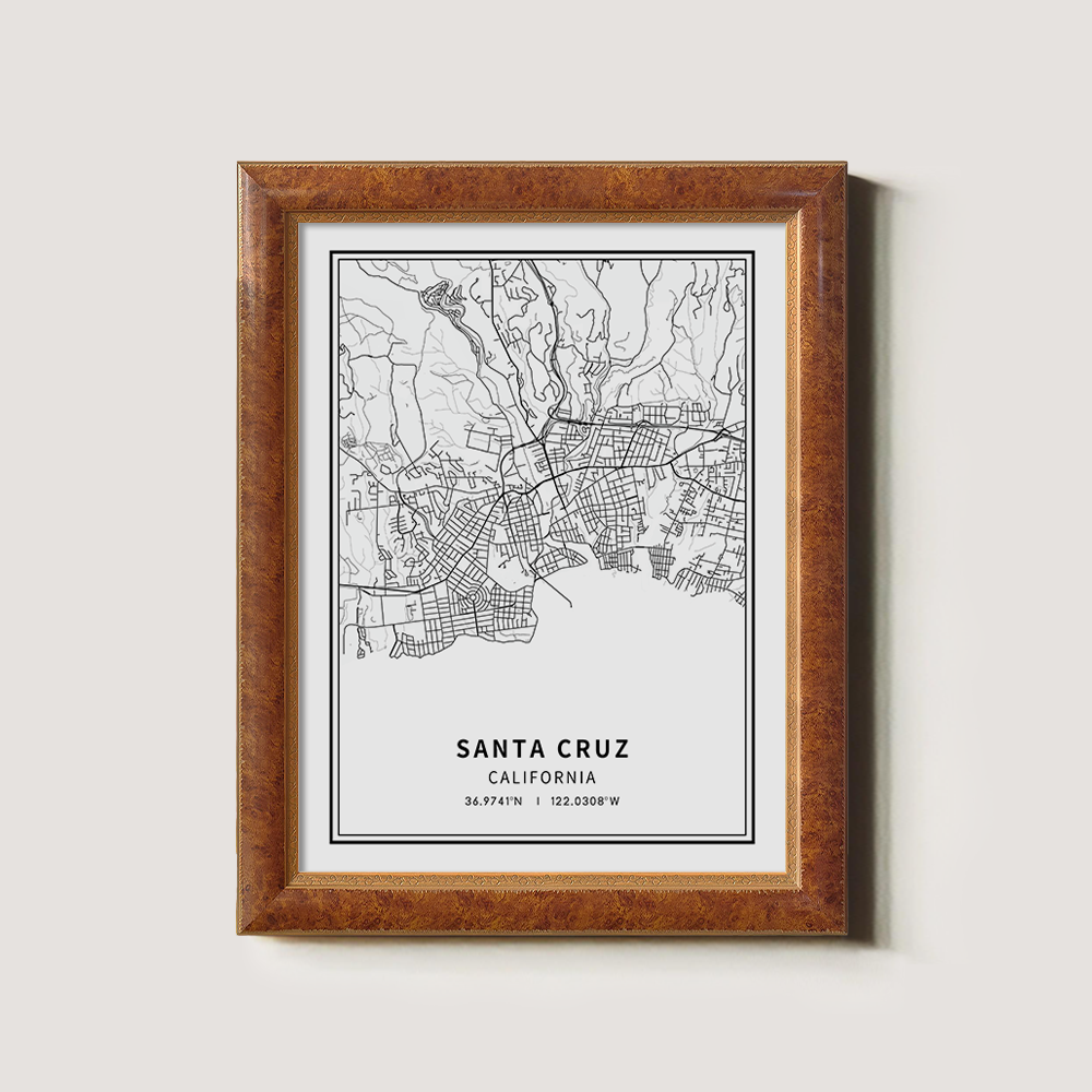 Minimalist Santa Cruz City Map Line Art Print