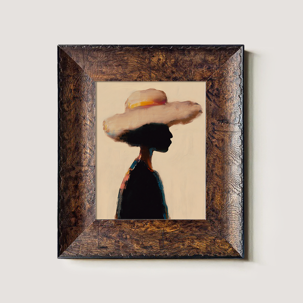 Abstract Silhouette in Wide-Brimmed Hat
