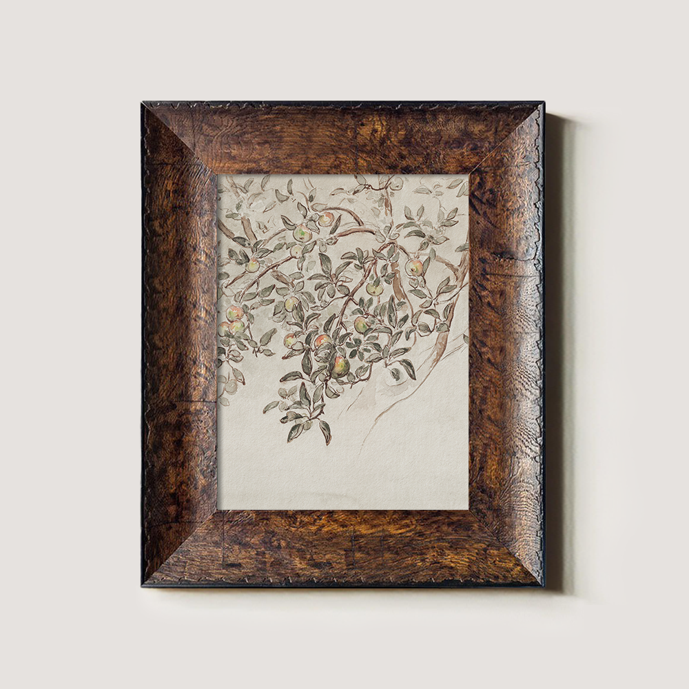Ethereal Apple Branch Watercolor Sketch