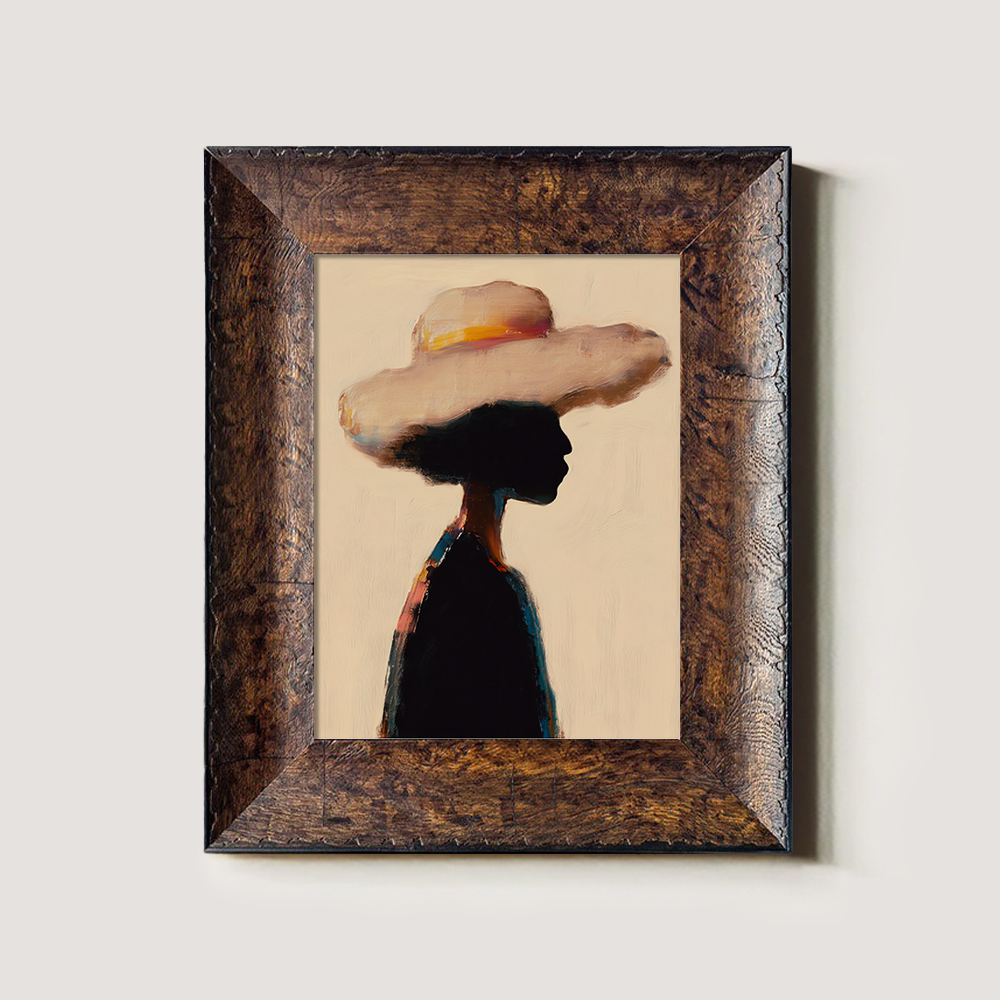 Abstract Silhouette in Wide-Brimmed Hat