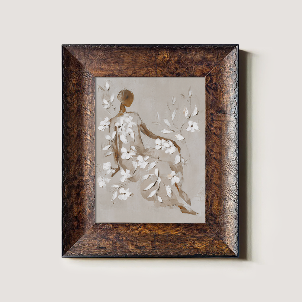 Seated Figure Adorned with White Blossoms