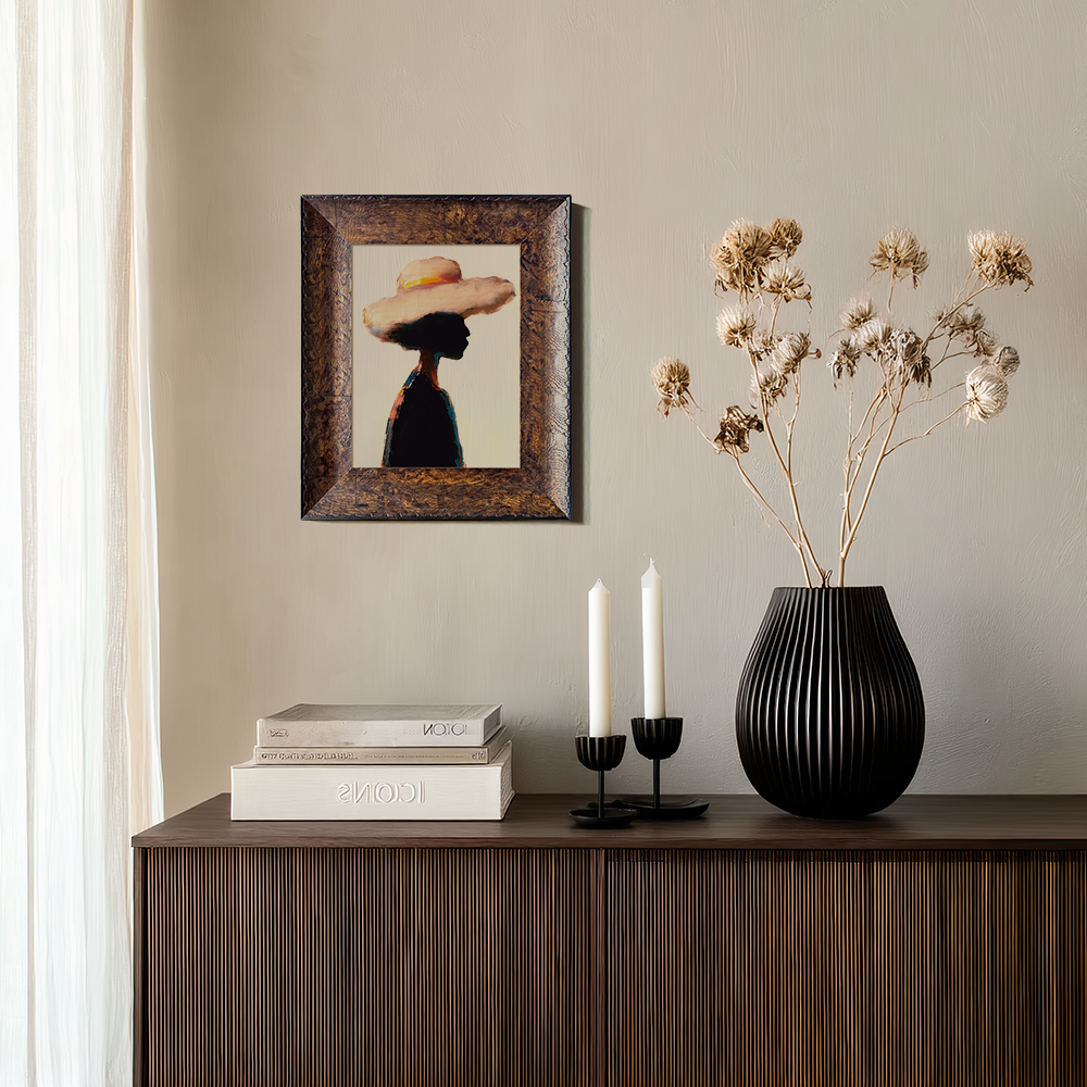 Abstract Silhouette in Wide-Brimmed Hat