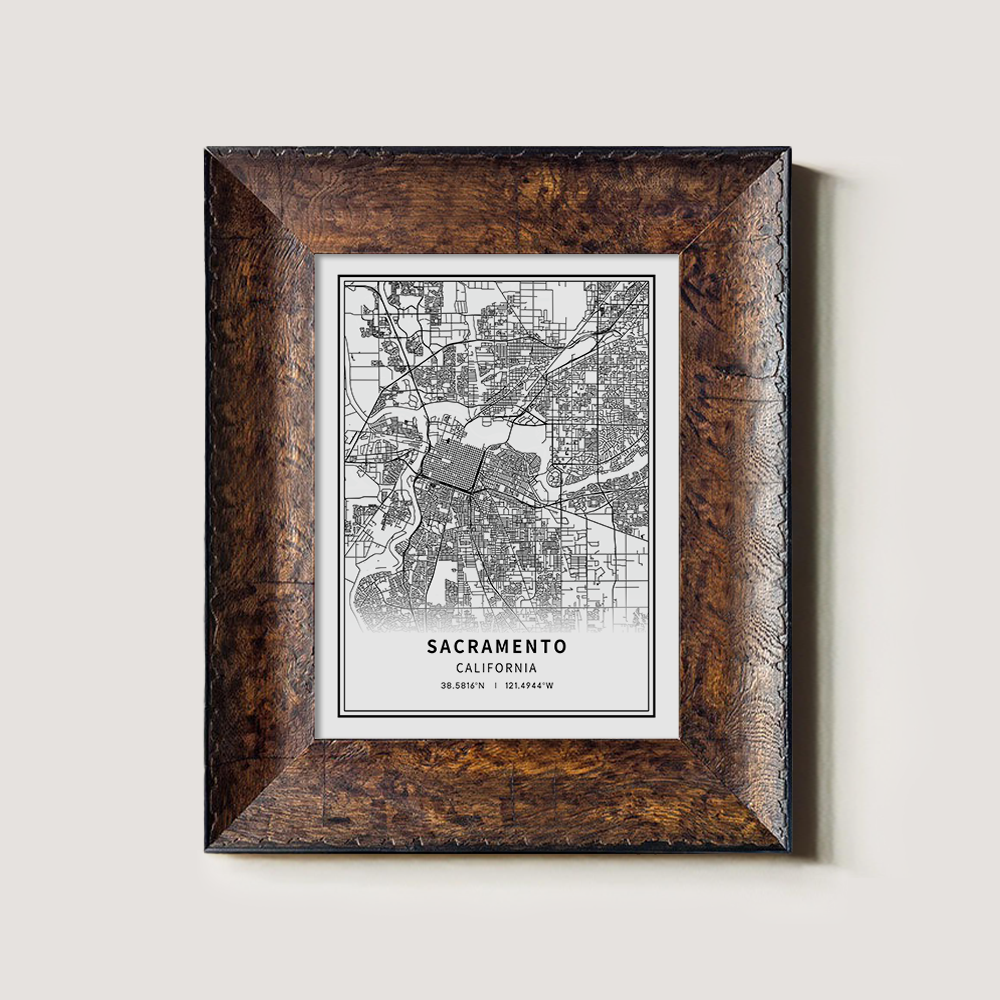 Minimalist Sacramento City Map Line Art Print