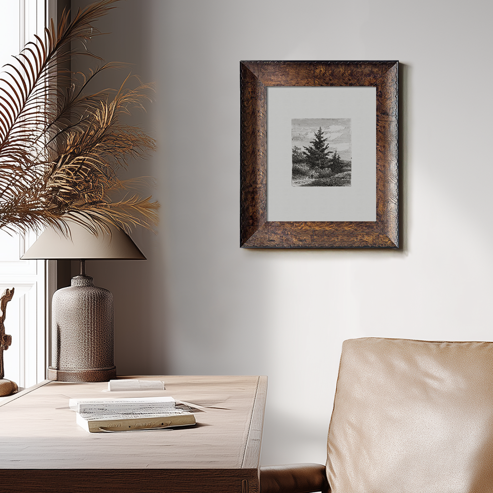 Evergreen Pine Slopes Etching Reverie