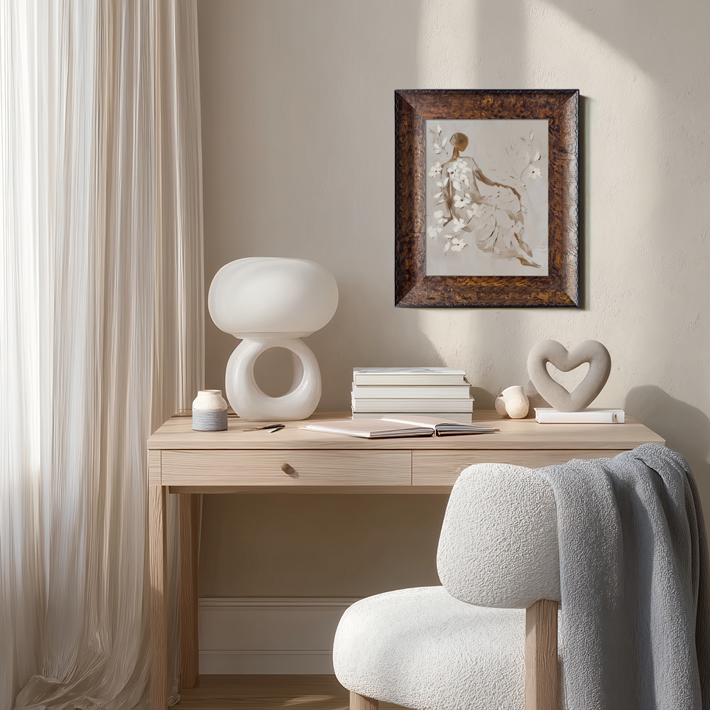 Seated Figure Adorned with White Blossoms