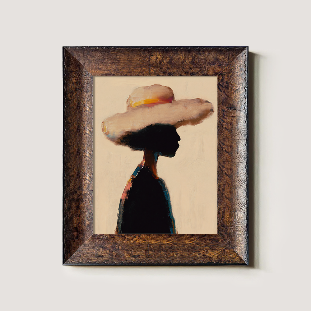 Abstract Silhouette in Wide-Brimmed Hat