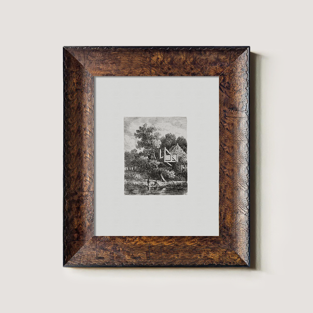 Riverside Cottage Haven Etching Reverie