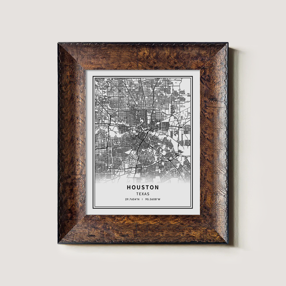 Minimalist Houston City Map Line Art Print