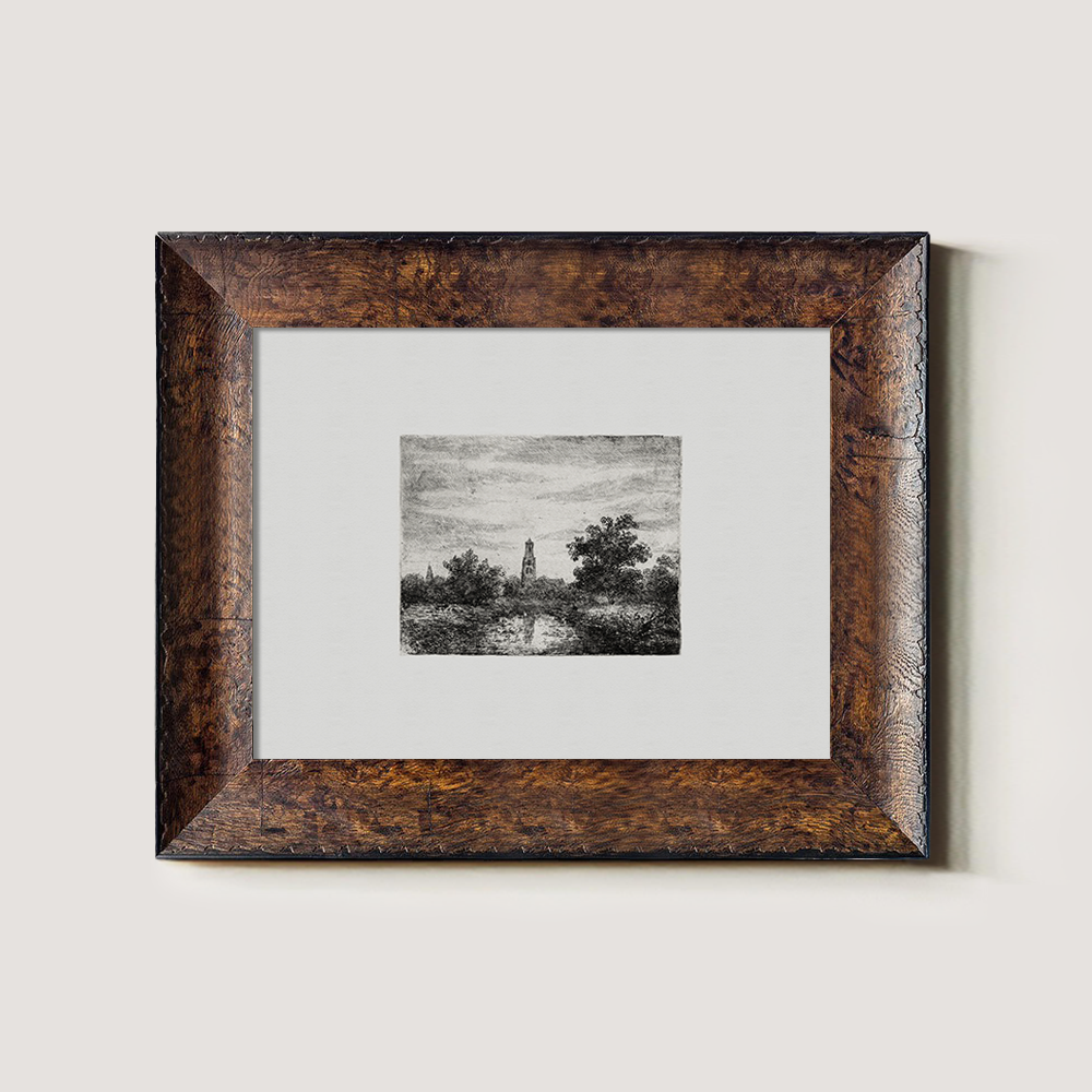 Veiled Tower Riverside Etching Nocturne