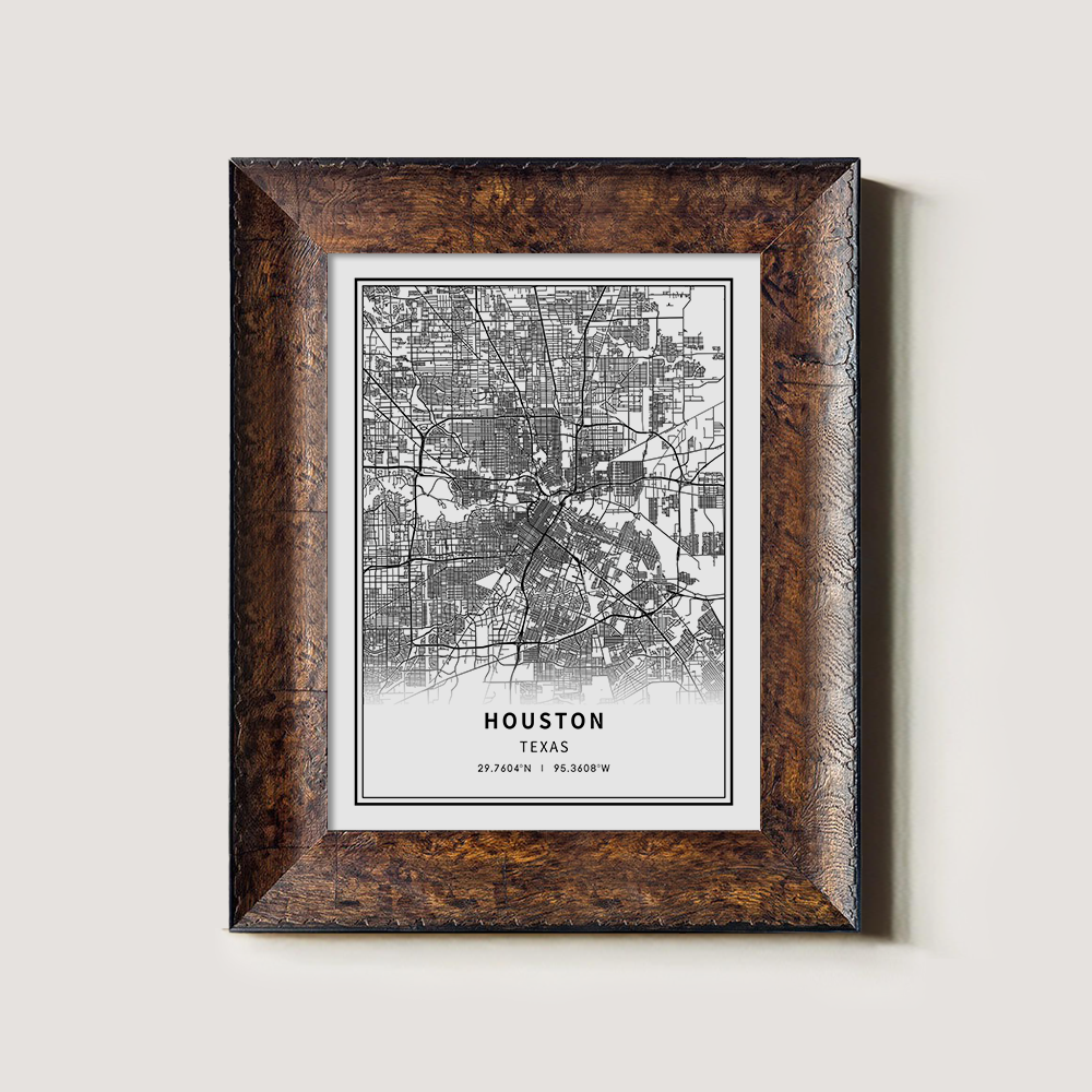 Minimalist Houston City Map Line Art Print