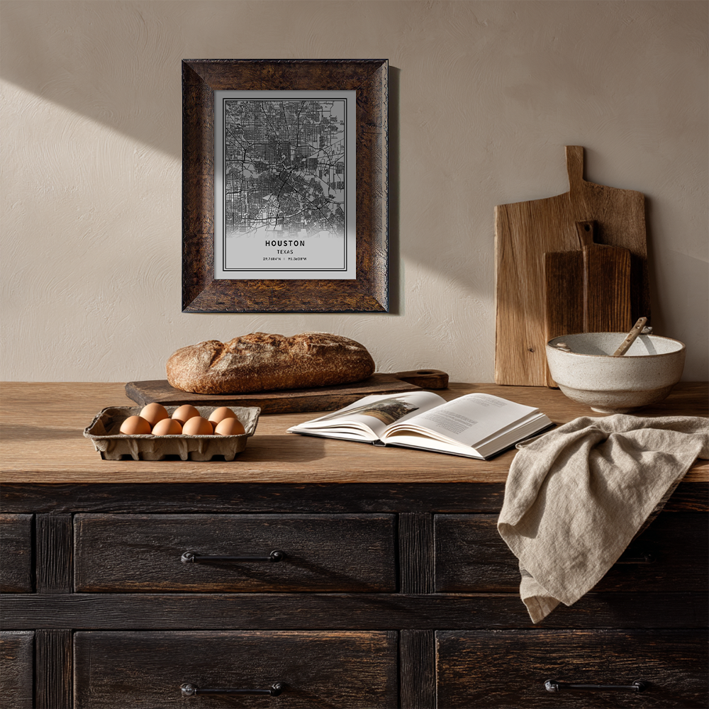 Minimalist Houston City Map Line Art Print