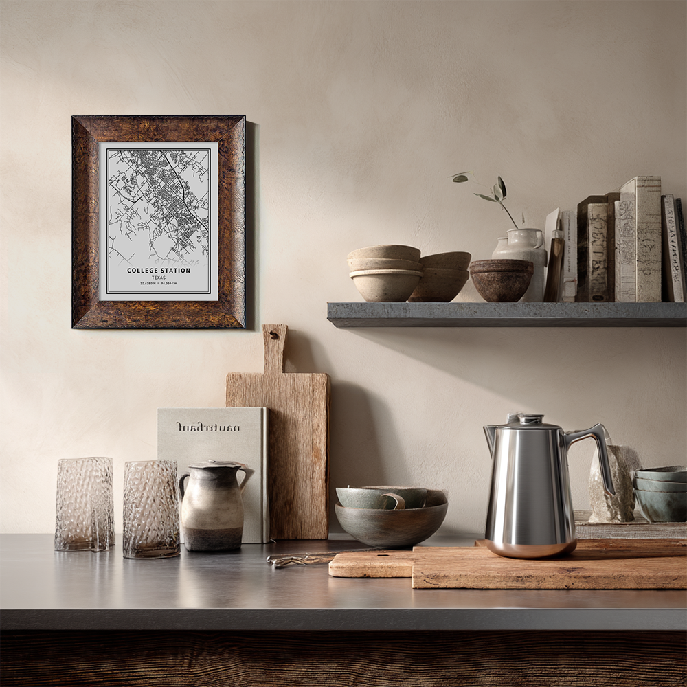 Minimalist College Station City Map Line Art Print