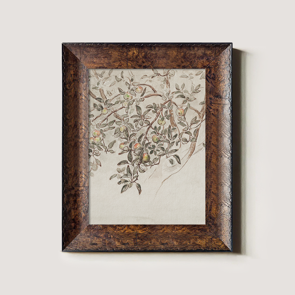 Ethereal Apple Branch Watercolor Sketch
