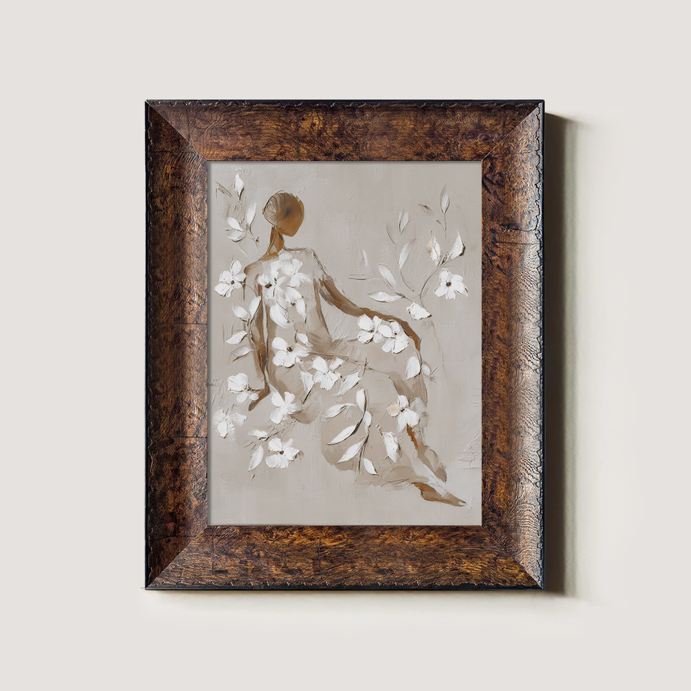 Seated Figure Adorned with White Blossoms