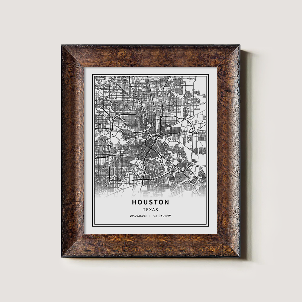Minimalist Houston City Map Line Art Print