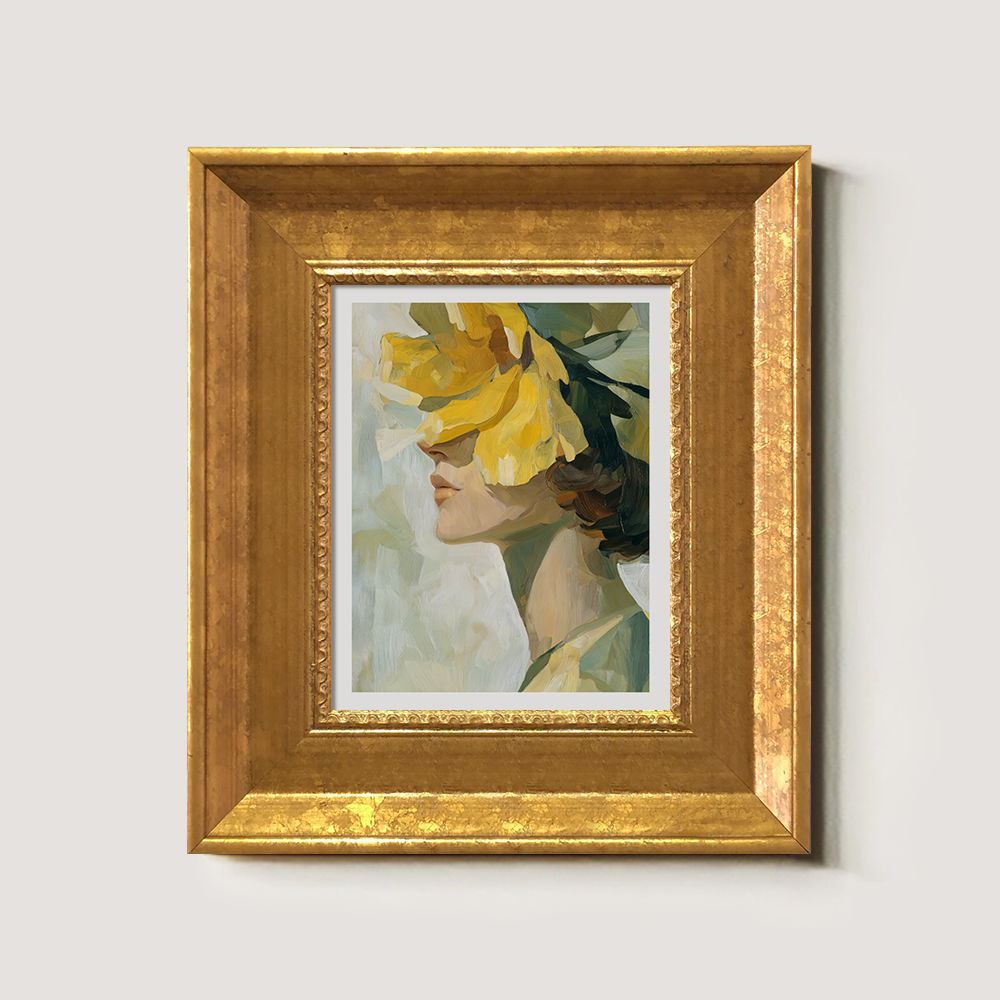 Portrait with Hidden Face and Yellow Flower