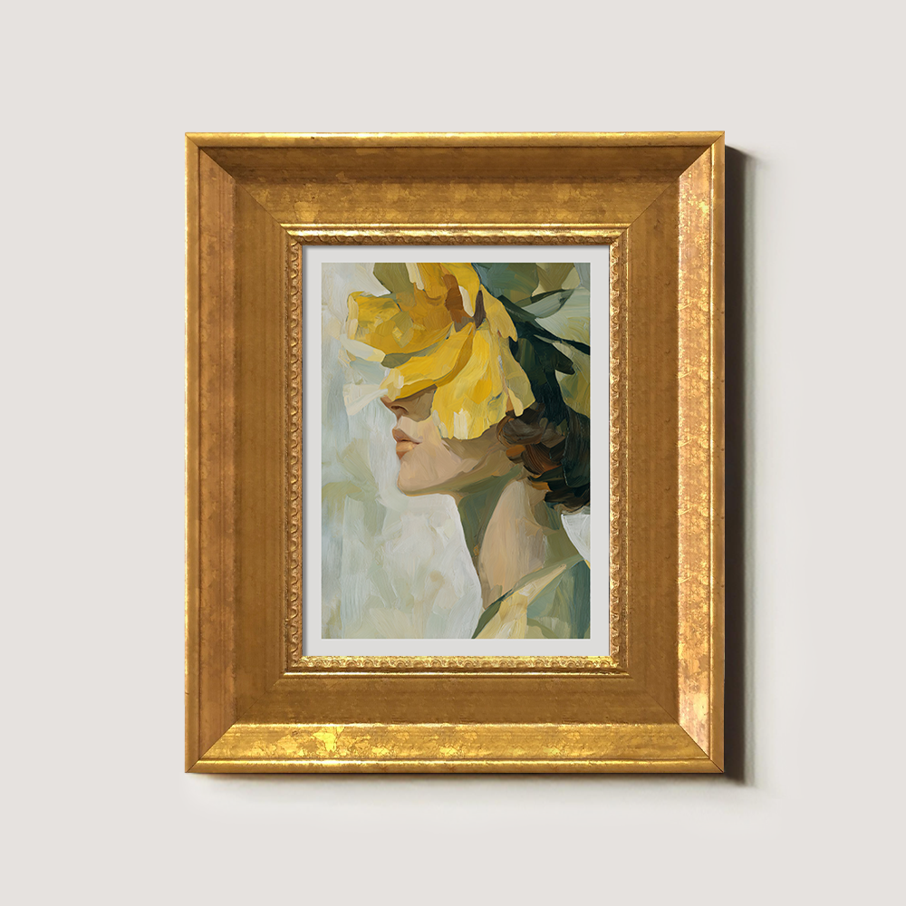 Portrait with Hidden Face and Yellow Flower