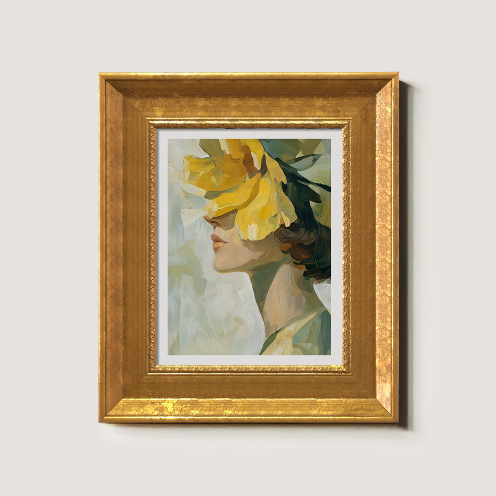 Portrait with Hidden Face and Yellow Flower