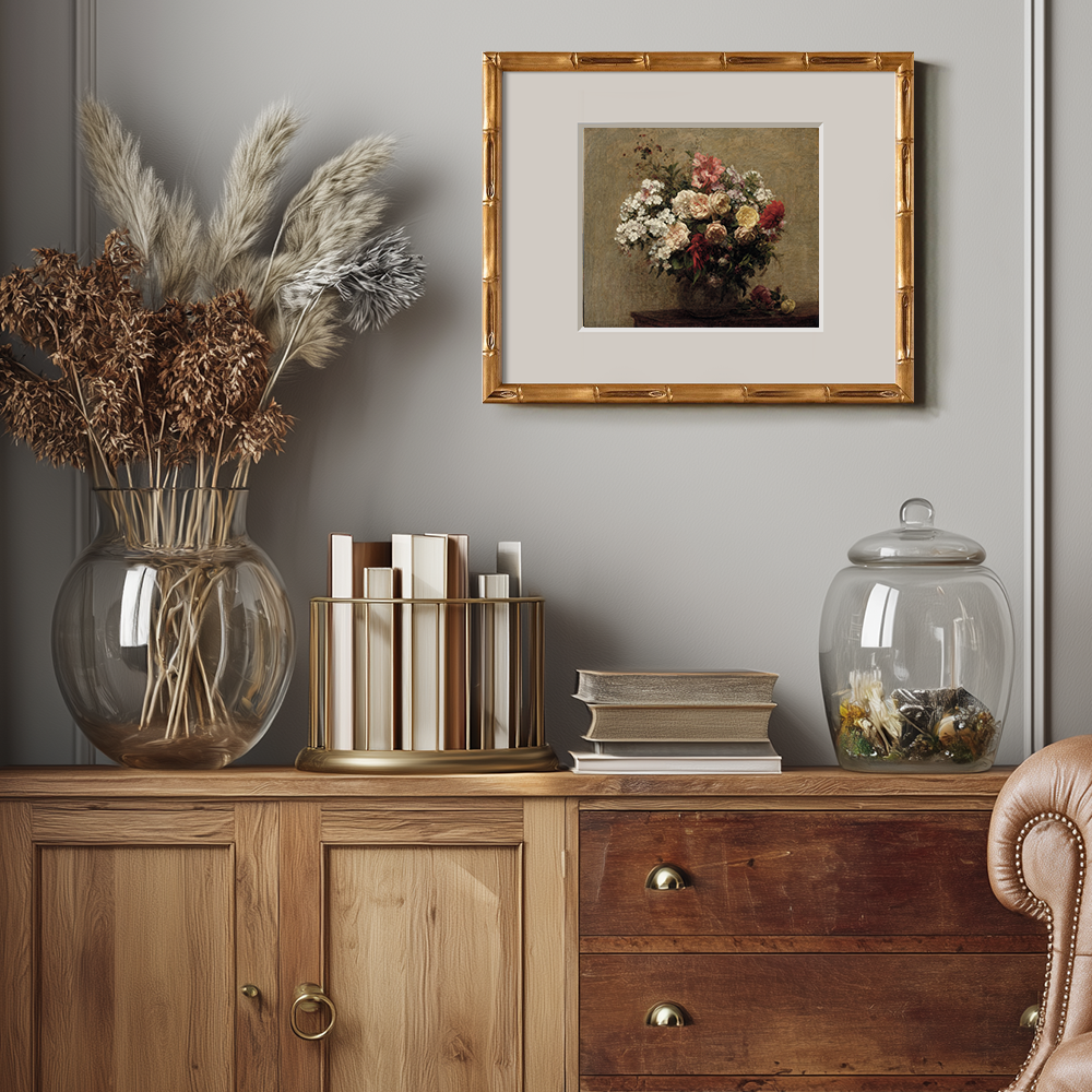 Opulent Mixed Bloom Vase Watercolor Still Life