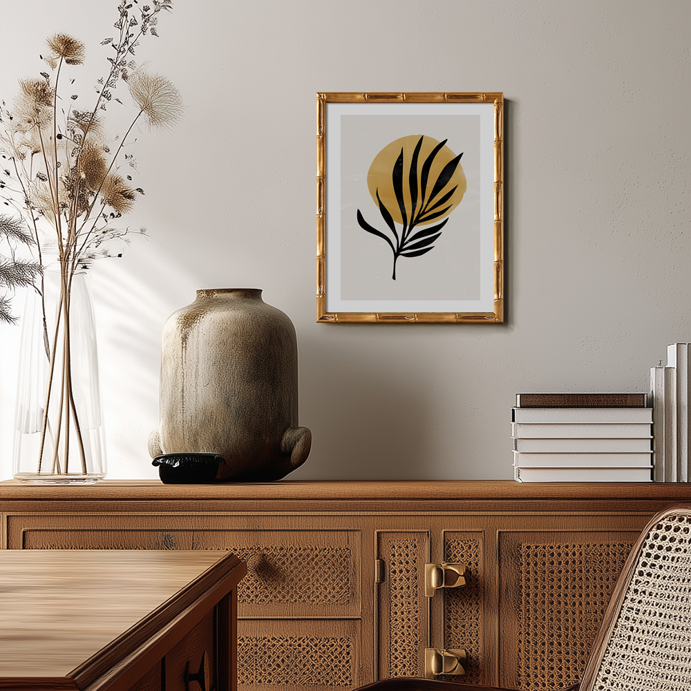 Abstract Sunlit Fronds Minimalist Silhouette