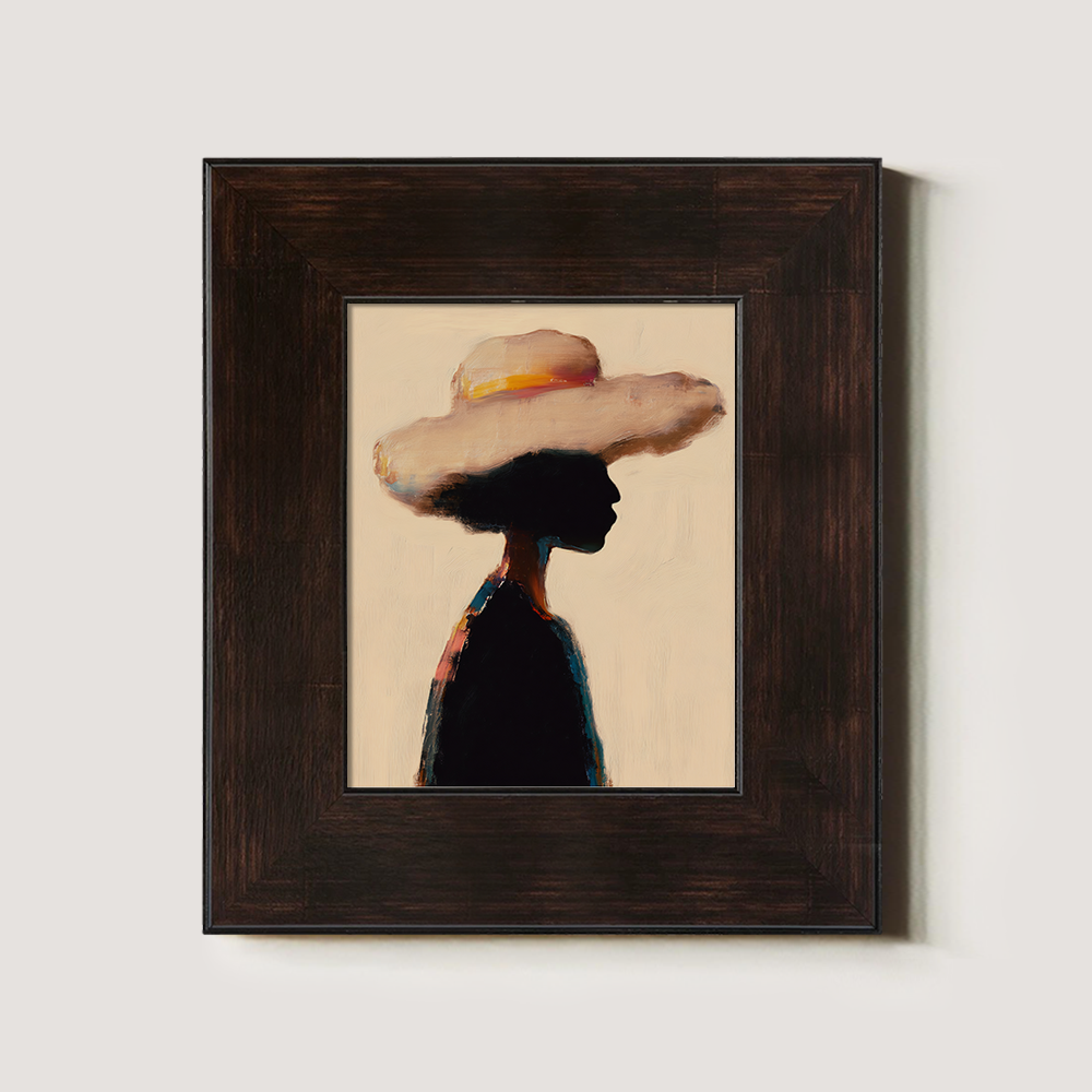 Abstract Silhouette in Wide-Brimmed Hat