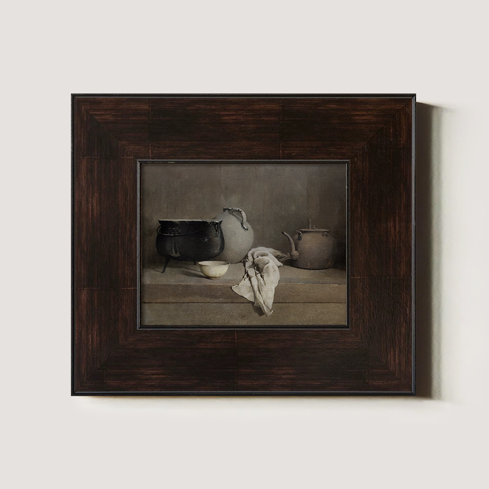 Hushed Earthenware Alcove Watercolor Still Life