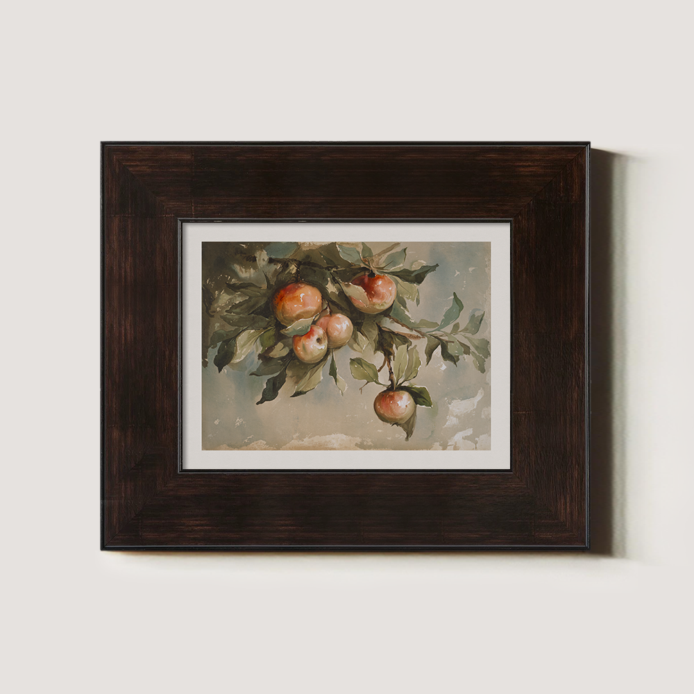 Sun-Ripened Peach Branch Watercolor Idyll