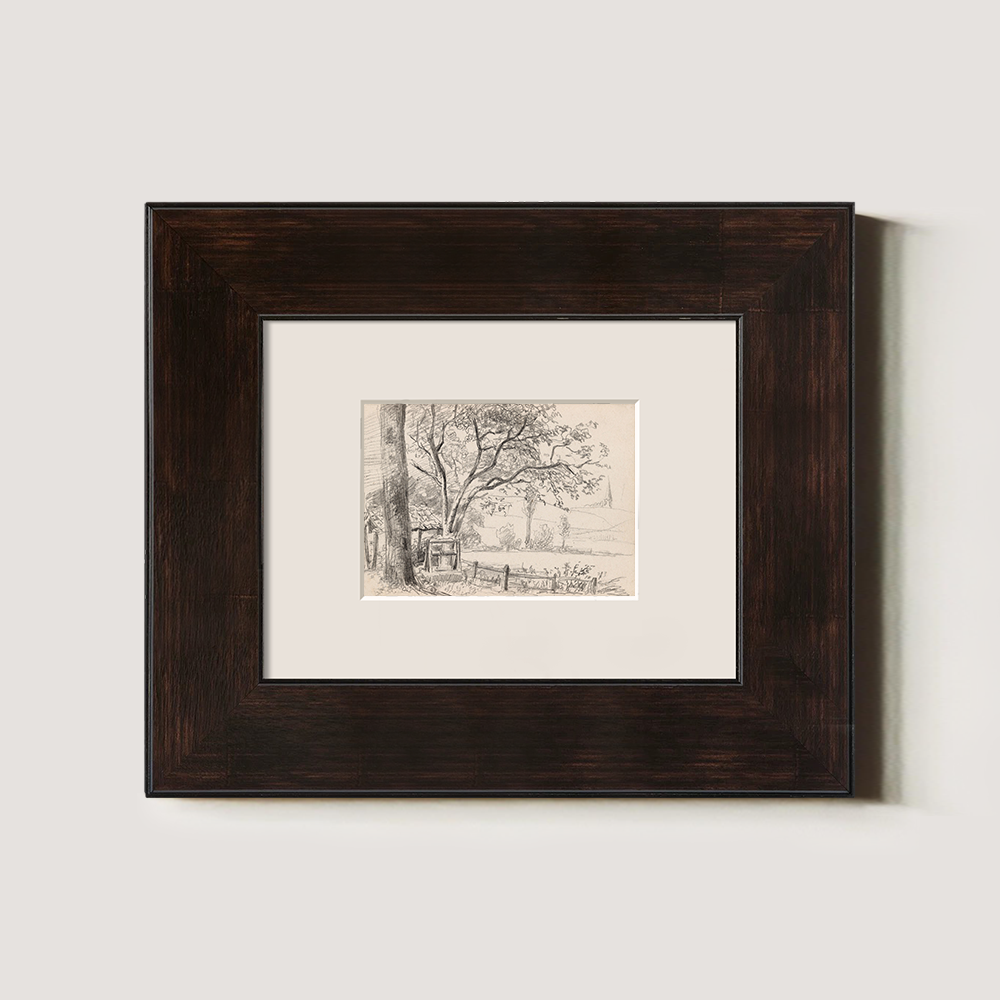 Ethereal Sketch of Majestic Tree by Rustic Fence