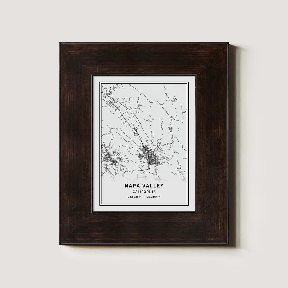 Minimalist Napa Valley Map Line Art Print