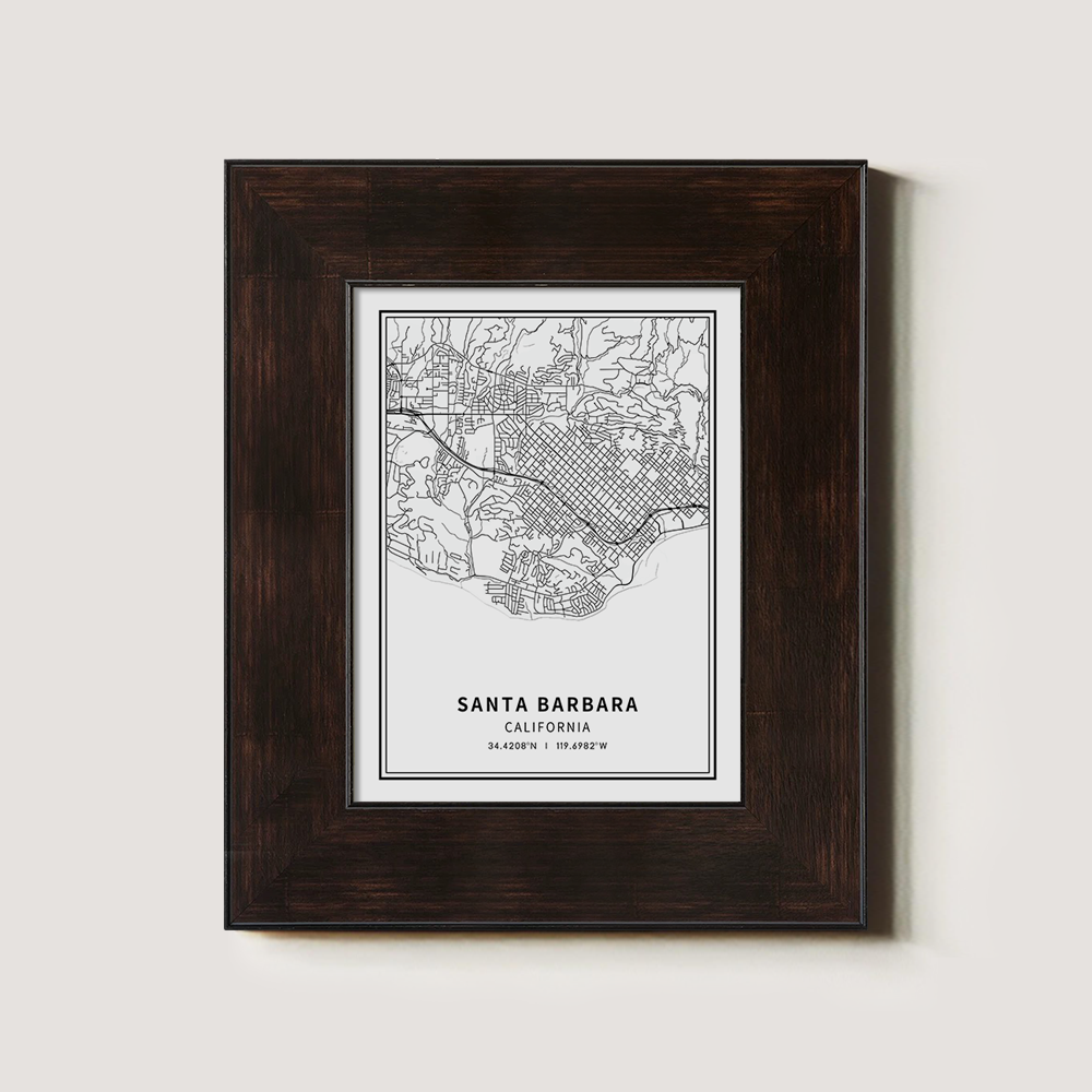 Minimalist Santa Barbara City Map Line Art Print