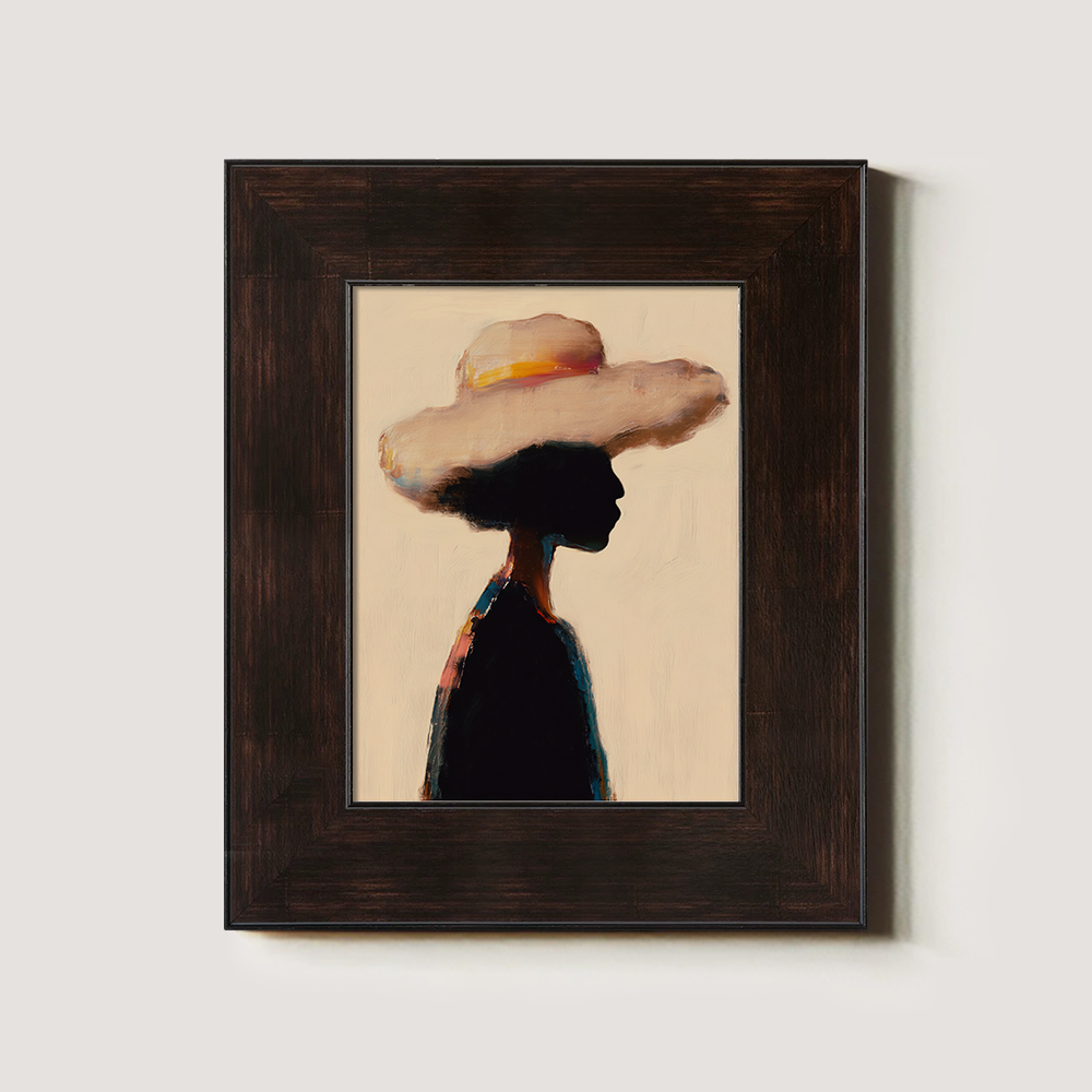 Abstract Silhouette in Wide-Brimmed Hat