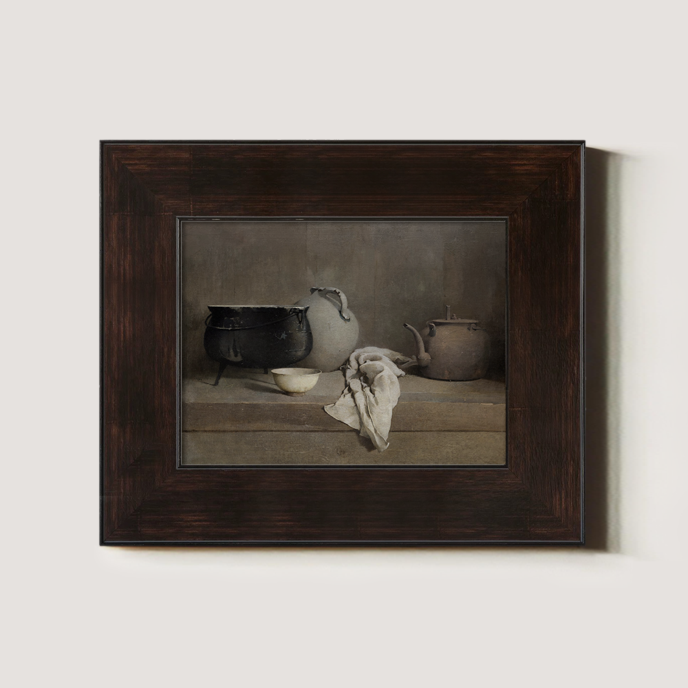 Hushed Earthenware Alcove Watercolor Still Life