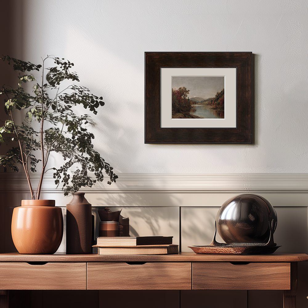 Autumnal River Gorge Watercolor Reverie